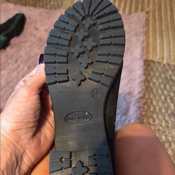 Black Ankle Moto Boots with Buckle - Picture 6 of 6